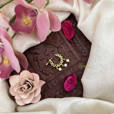 Vriksham Designer Leaf Style Press Naths/Nose Pin-Red White & Green-Pearls-G20751